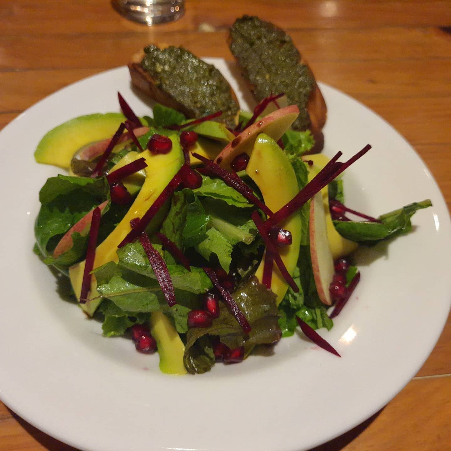 Organic Mixed Green Salad with Fresh Fruit & Nuts